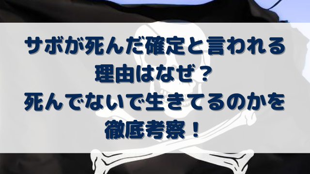 サボが死んだ確定の理由なぜ 死んでないで生きてるのかを徹底考察 Erin Line Blog